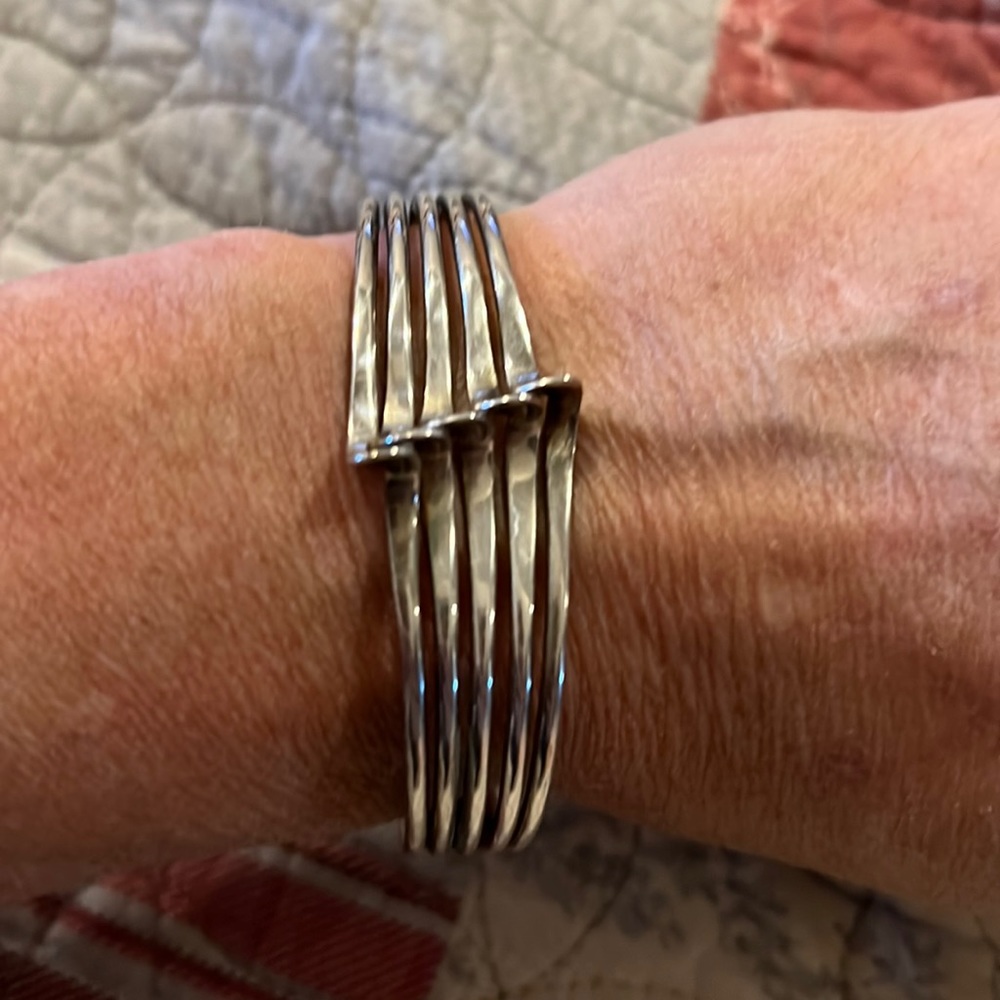 Sterling silver hand made cuff bracelet modernist no markings